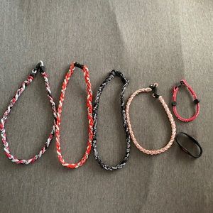 4 titanium sports necklaces, 2 wristbands